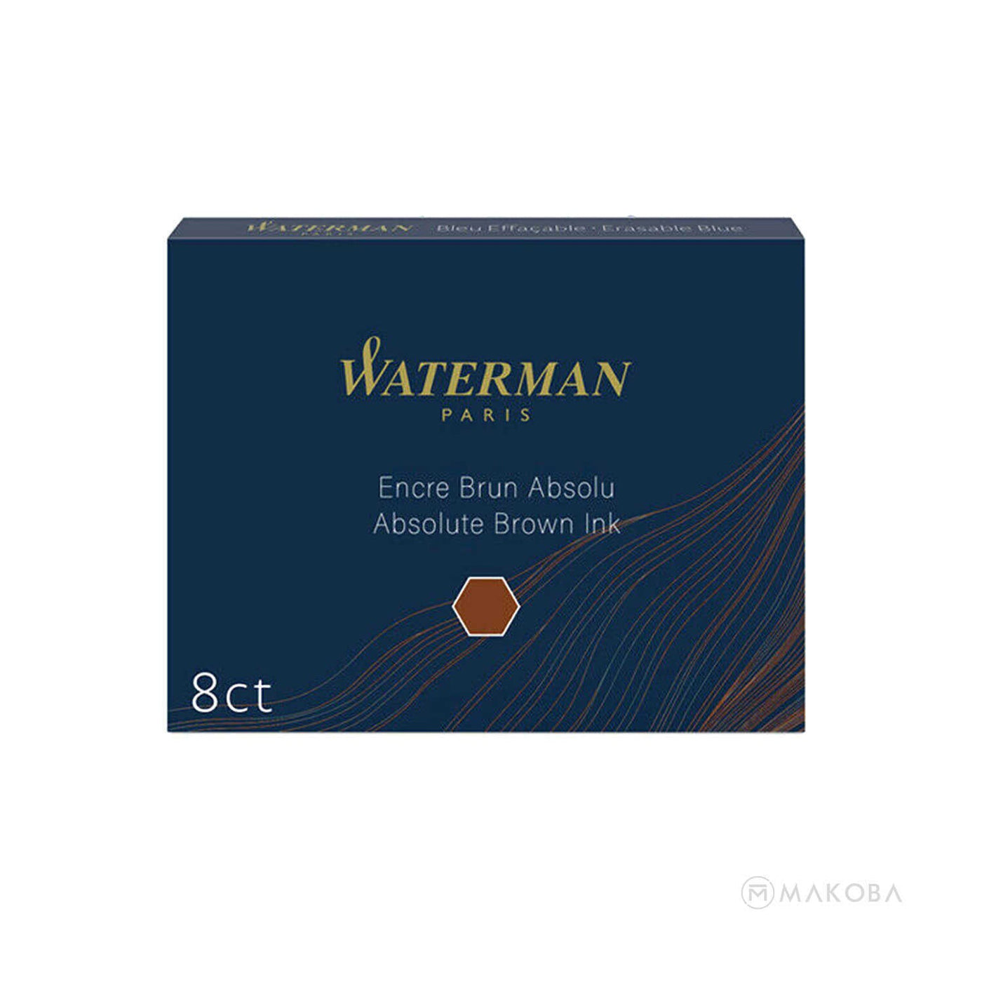 Waterman Long Ink Cartridge Pack of 8 - Absolute Brown