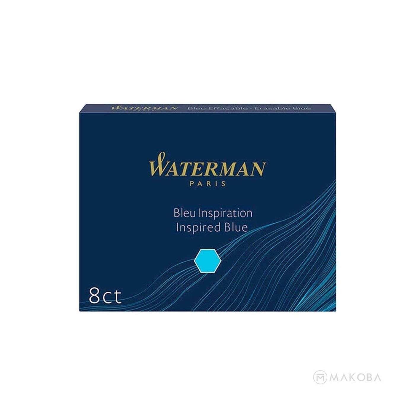 Waterman Long Ink Cartridge Pack of 8 - Inspired Blue (Turquoise)