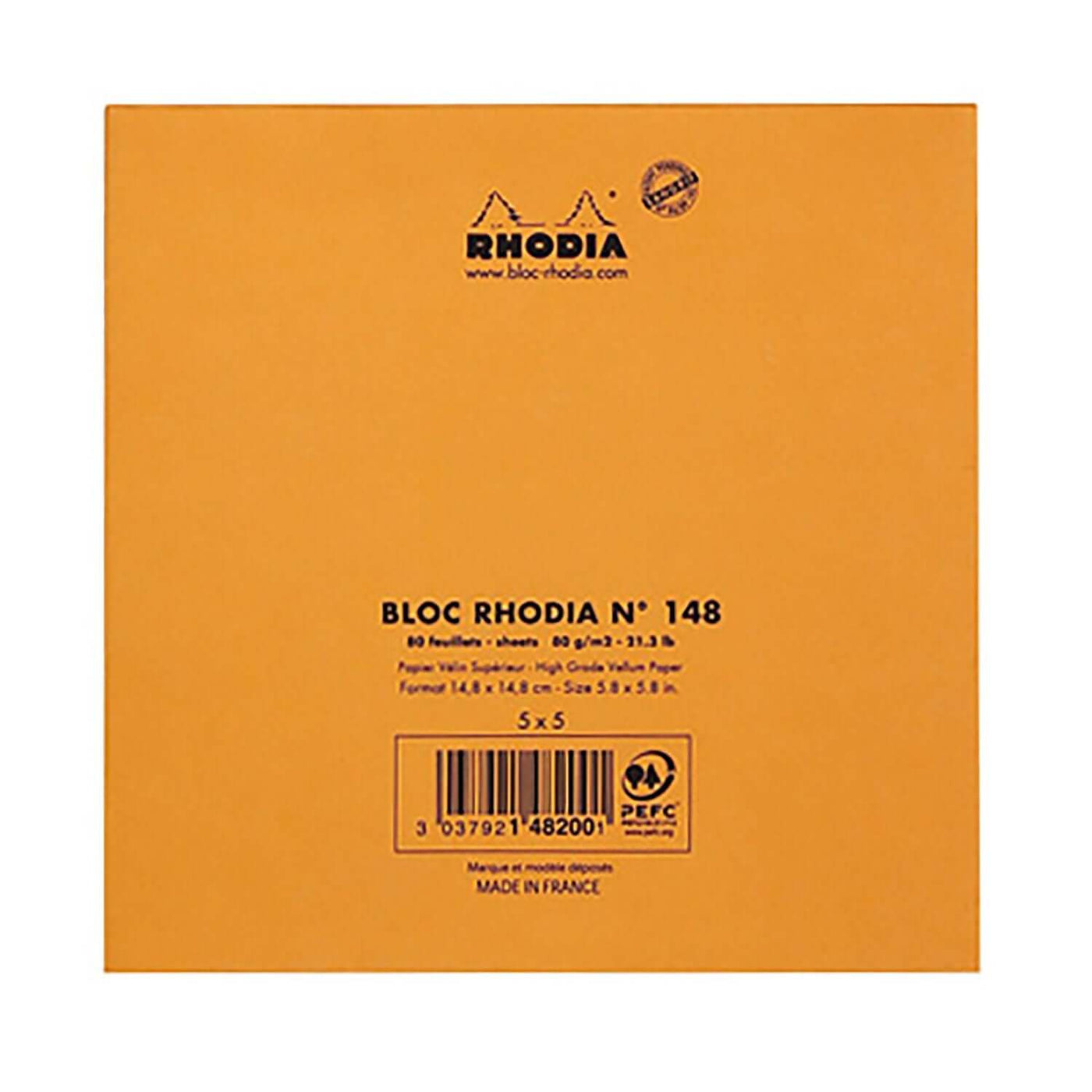 Rhodia Le Carre Notepad, Orange - Ruled 6