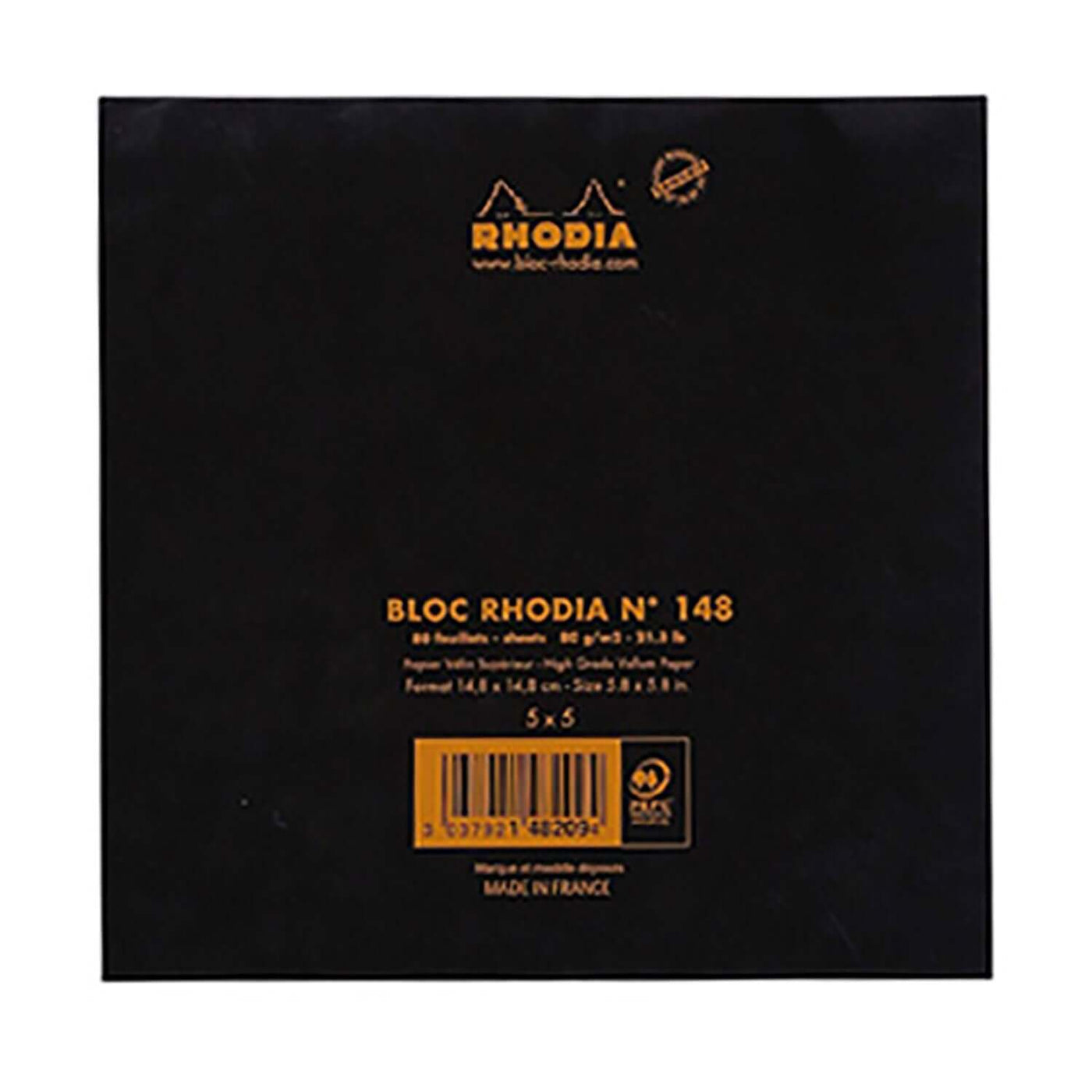 Rhodia Le Carre Notepad, Black - Ruled 6