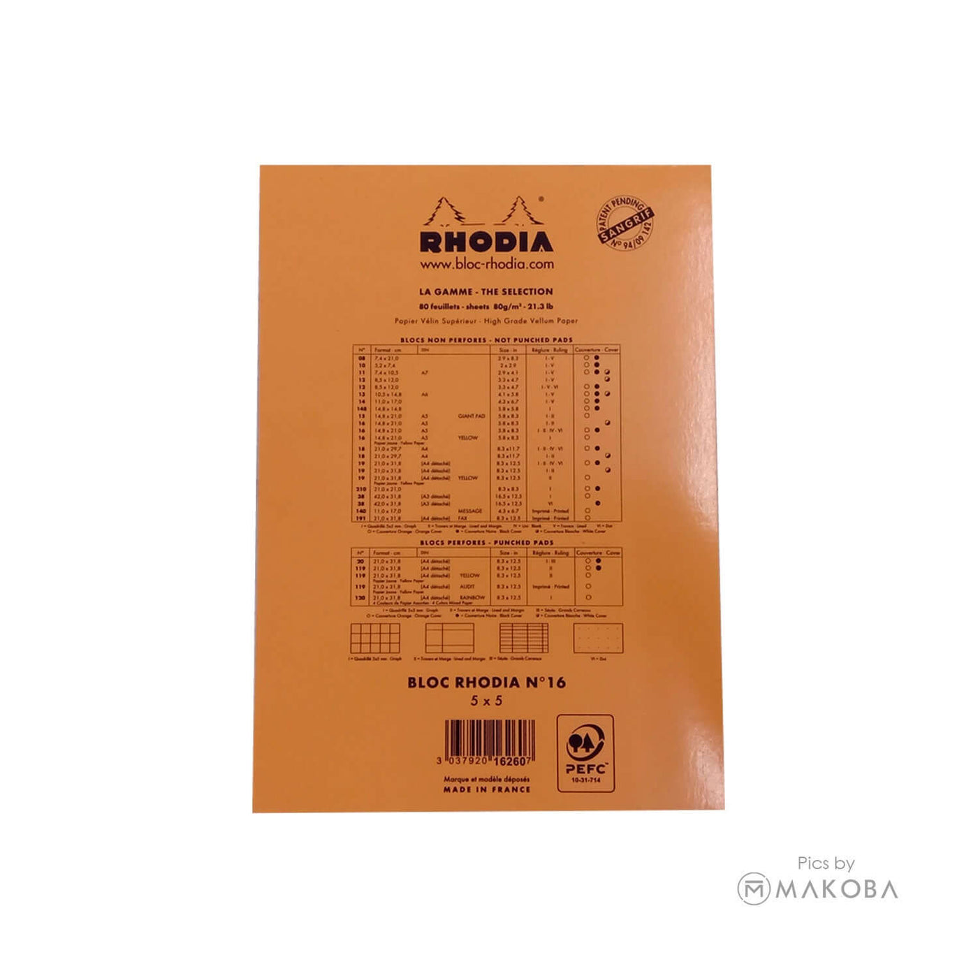 Rhodia Basics Notepad, Orange - Top Stapled 14