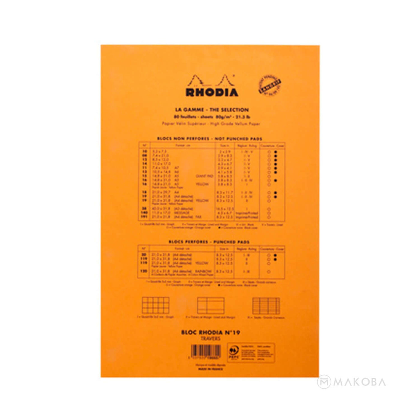 Rhodia Basics Notepad, Orange - Top Stapled 26