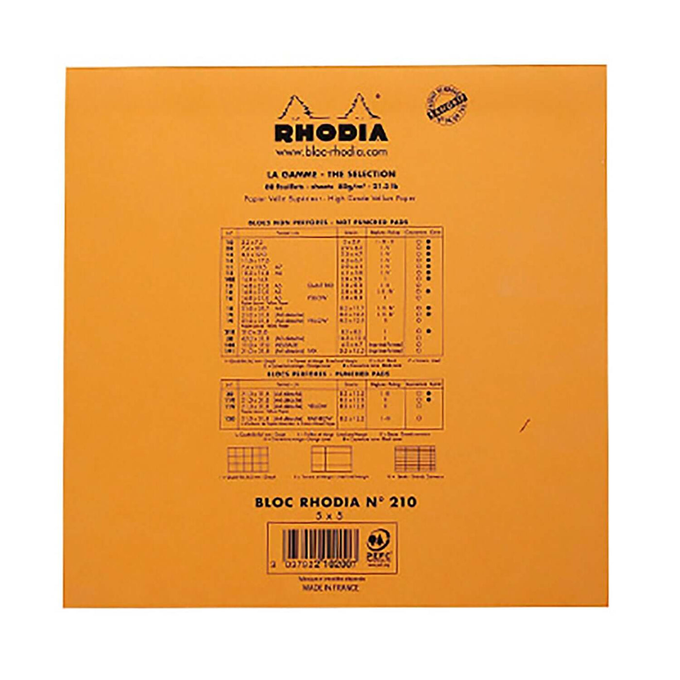 Rhodia Le Carre Notepad, Orange - Ruled 4