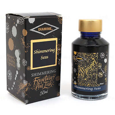 Diamine Shimmer Ink Bottle, Shimmering Seas - 50ml