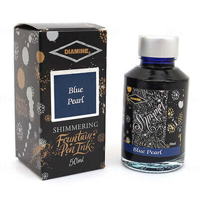 Diamine Shimmer Ink Bottle, Blue Pearl - 50ml
