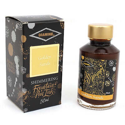 Diamine Shimmer Ink Bottle, Golden Sands - 50ml