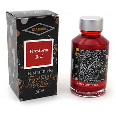 Diamine Shimmer Ink Bottle, Firestorm Red - 50ml