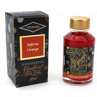 Diamine Shimmer Ink Bottle, Inferno Orange - 50ml