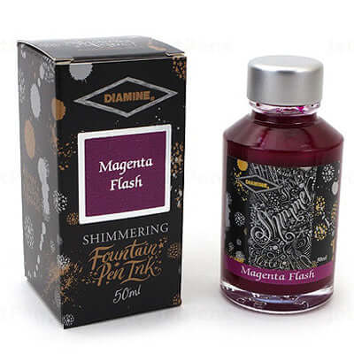 Diamine Shimmer Ink Bottle, Magenta Flash - 50ml