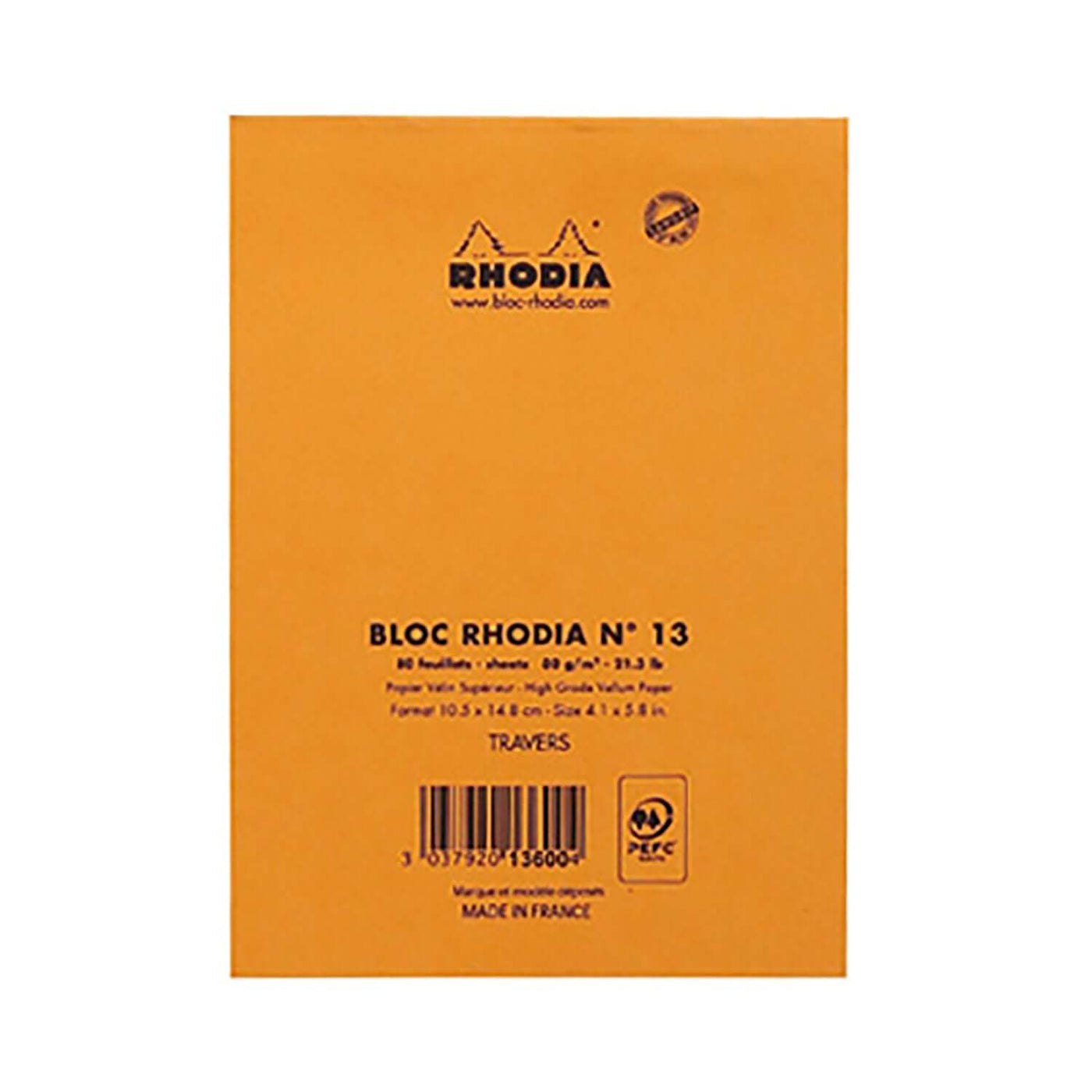 Rhodia Basics Notepad, Orange - Top Stapled 18