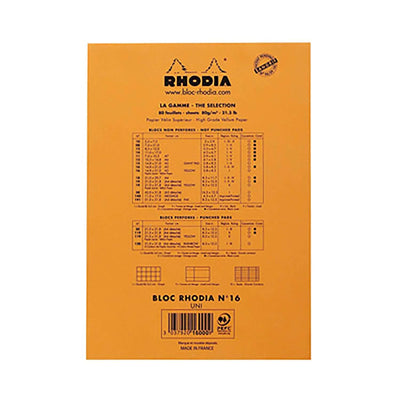 Rhodia Basics Notepad, Orange - Top Stapled 15