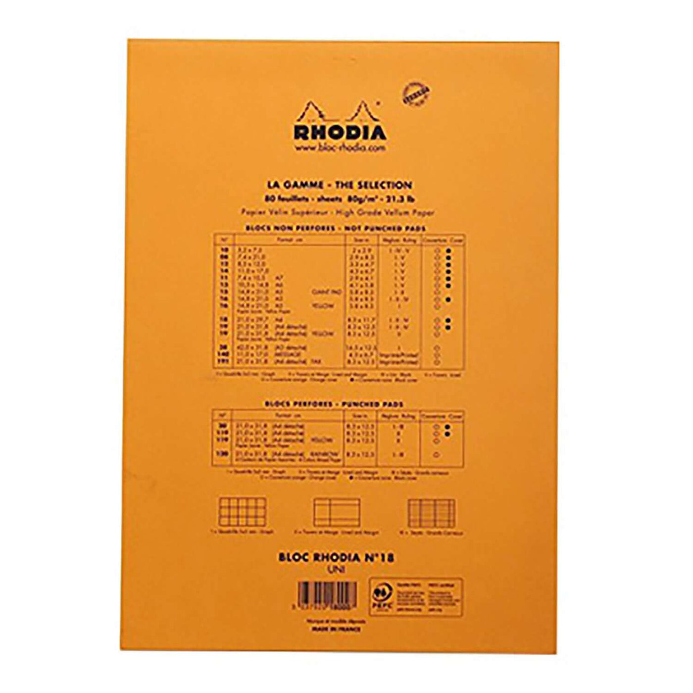 Rhodia Basics Notepad, Orange - Top Stapled 12