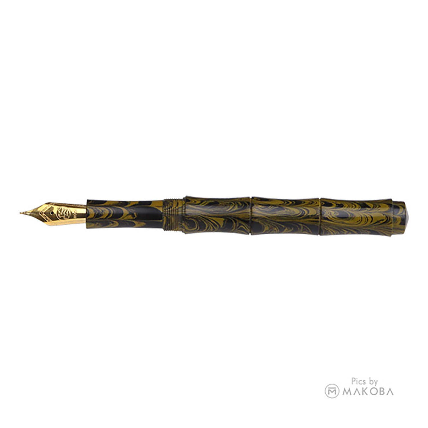 Ranga Thin Bamboo Regular Ebonite Fountain Pen Yellow Ripple 3