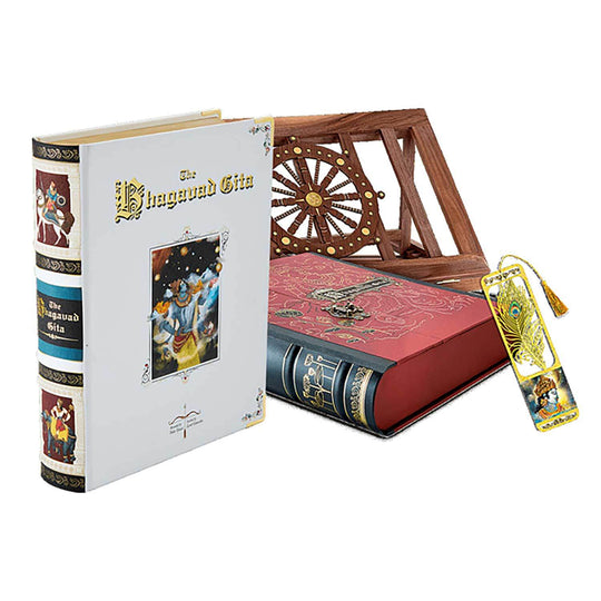 Vedic Cosmos Gift Set Of Bhagavad Gita In Wooden Box - Extra Large