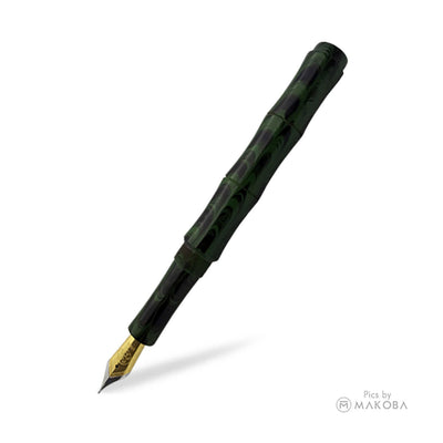 Ranga Thin Bamboo Regular Ebonite Fountain Pen Parrot Green Ripple 1