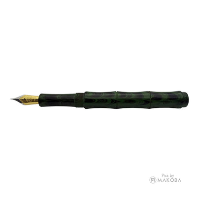 Ranga Thin Bamboo Regular Ebonite Fountain Pen Parrot Green Ripple 2