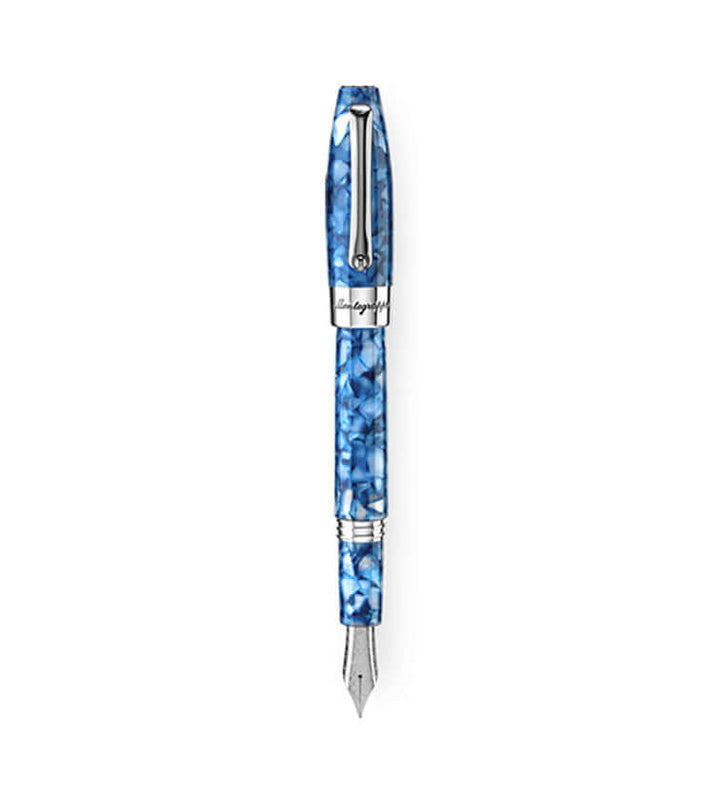 Montegrappa Fortuna Mosaico Marrakech Fountain Pen, Blue Steel