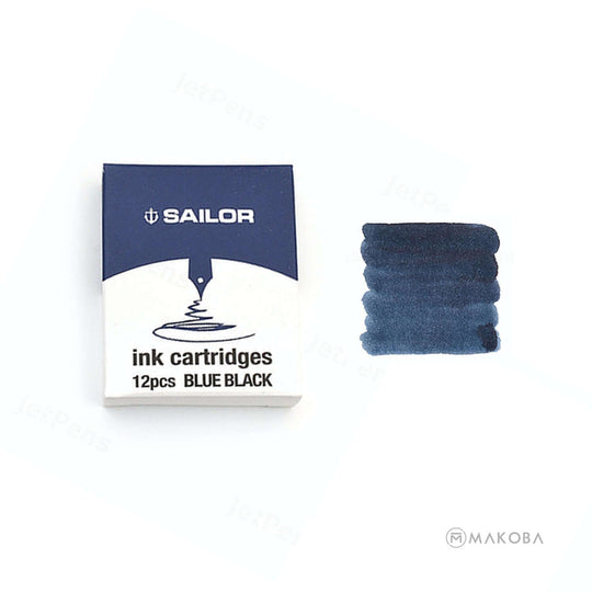 Sailor Dye Based Ink Cartridge, Blue-Black - Pack Of 12