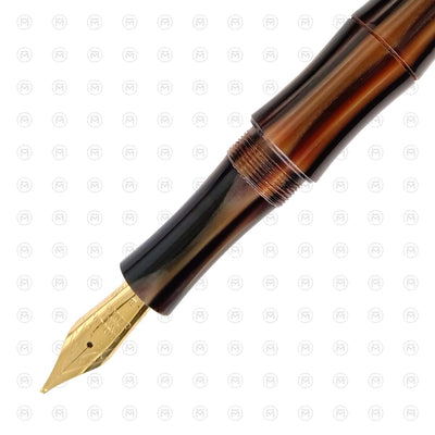 Ranga Bamboo Premium Acrylic Fountain Pen Brown Stripes Steel Nib 2