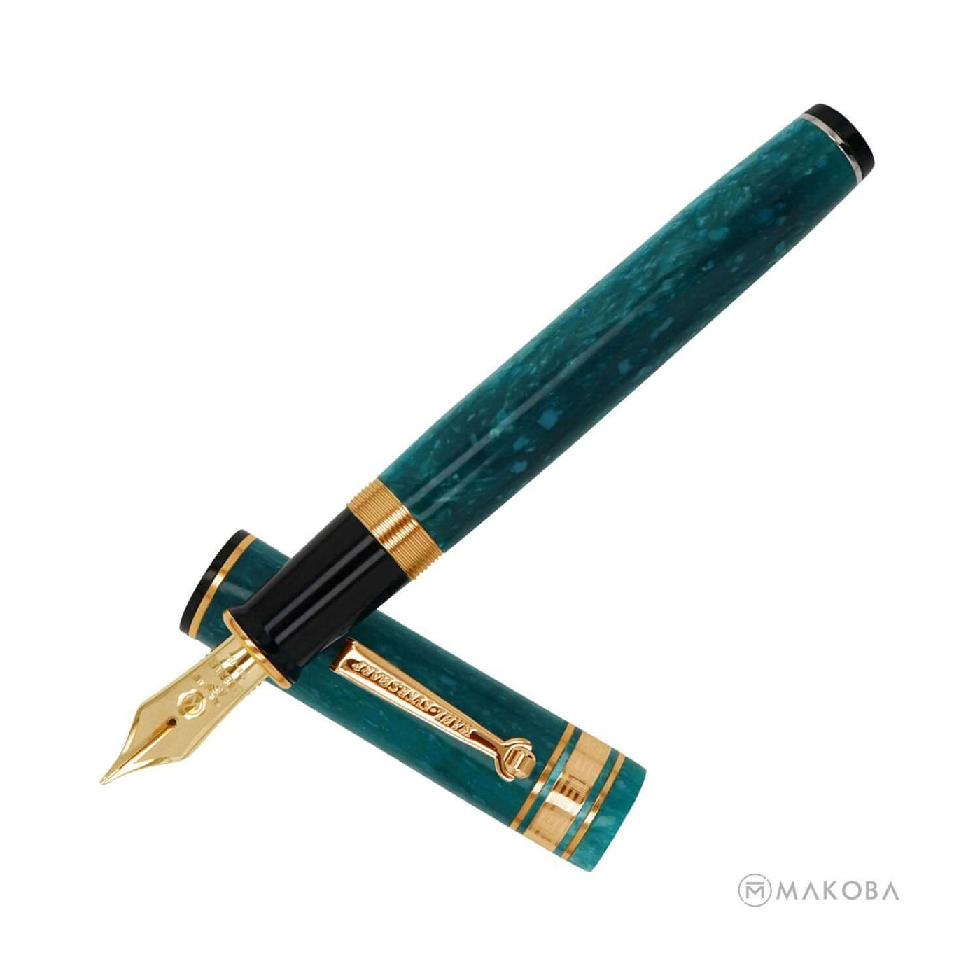 Wahl Eversharp Decoband Oversized Fountain Pen, Green Jade / Gold Trim - 18K Gold Nib 1