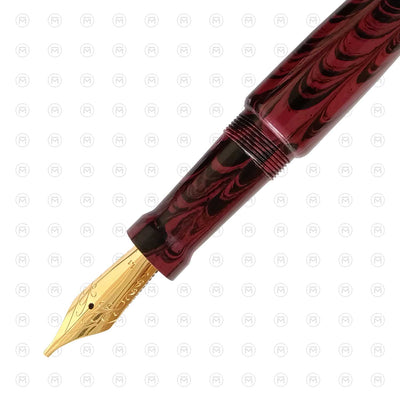 Ranga Abhimanyu Regular Ebonite Fountain Pen Red Ripple 2
