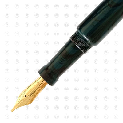 Ranga Abhimanyu Regular Ebonite Fountain Pen Teal Blue Black Ripple 2