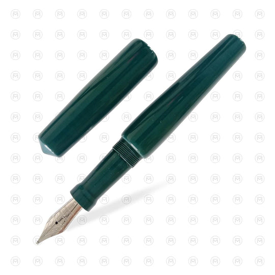 Ranga Abhimanyu Regular Ebonite Fountain Pen, Teal Blue Black Specs - Steel Nib