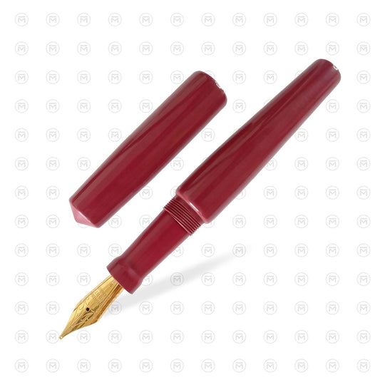 Ranga Abhimanyu Regular Ebonite Fountain Pen, Solid Crimson Red Black Specs - Steel Nib