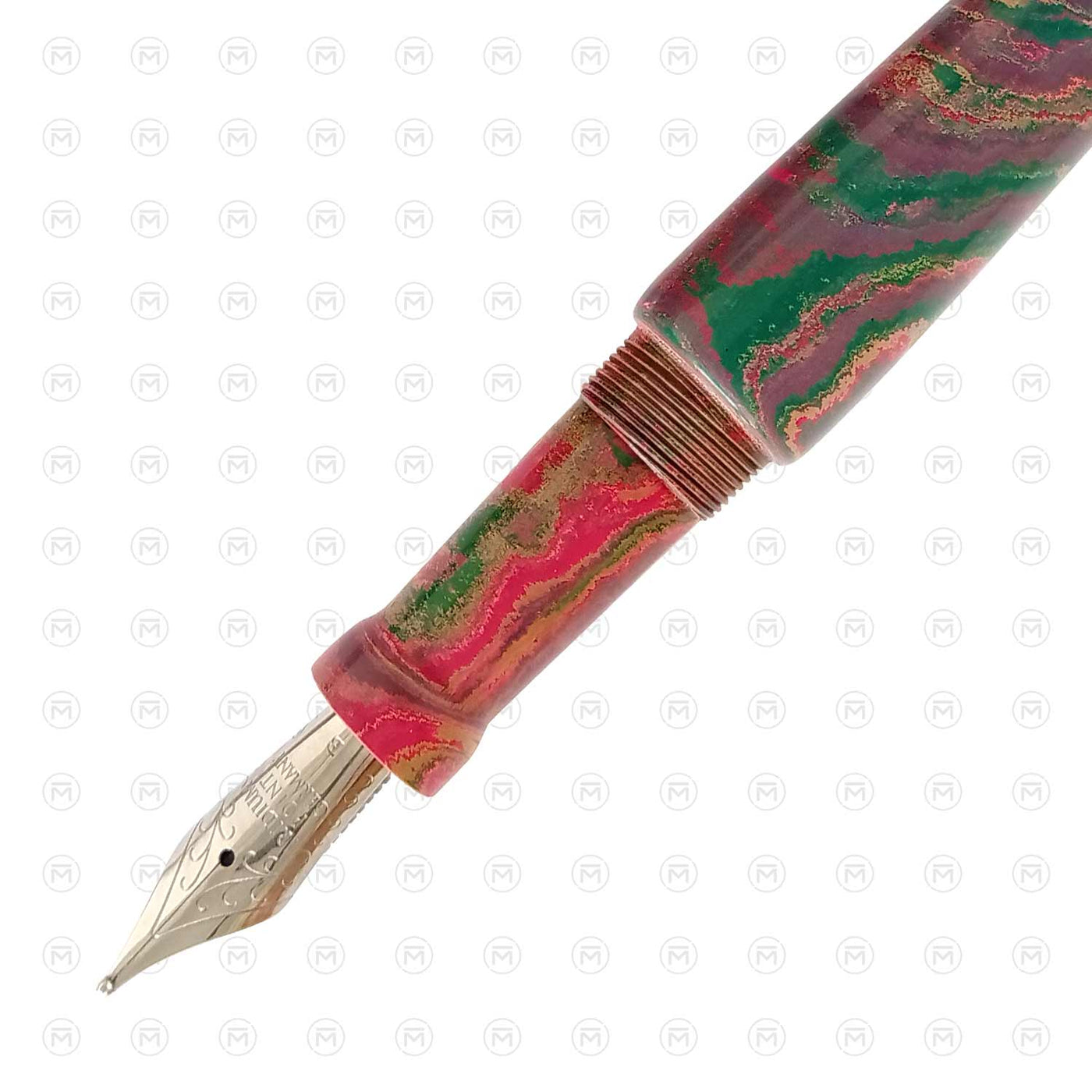 Ranga Abhimanyu Premium Ebonite Fountain Pen Pink Red Green Steel Nib 2