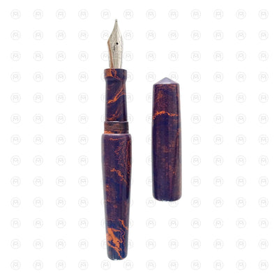 Ranga Abhimanyu Premium Ebonite Fountain Pen Blue Orange 3