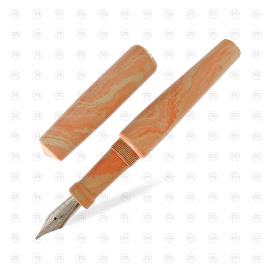 Ranga Abhimanyu Premium Ebonite Fountain Pen, Pale Yellow Red - Steel Nib