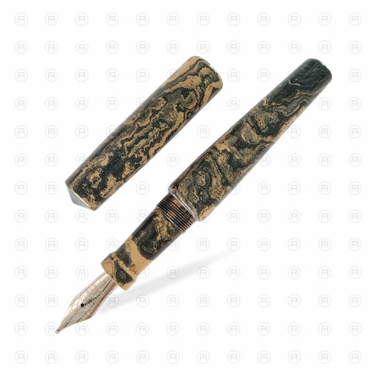 Ranga Abhimanyu Premium Ebonite Fountain Pen, Green Cream - Steel Nib