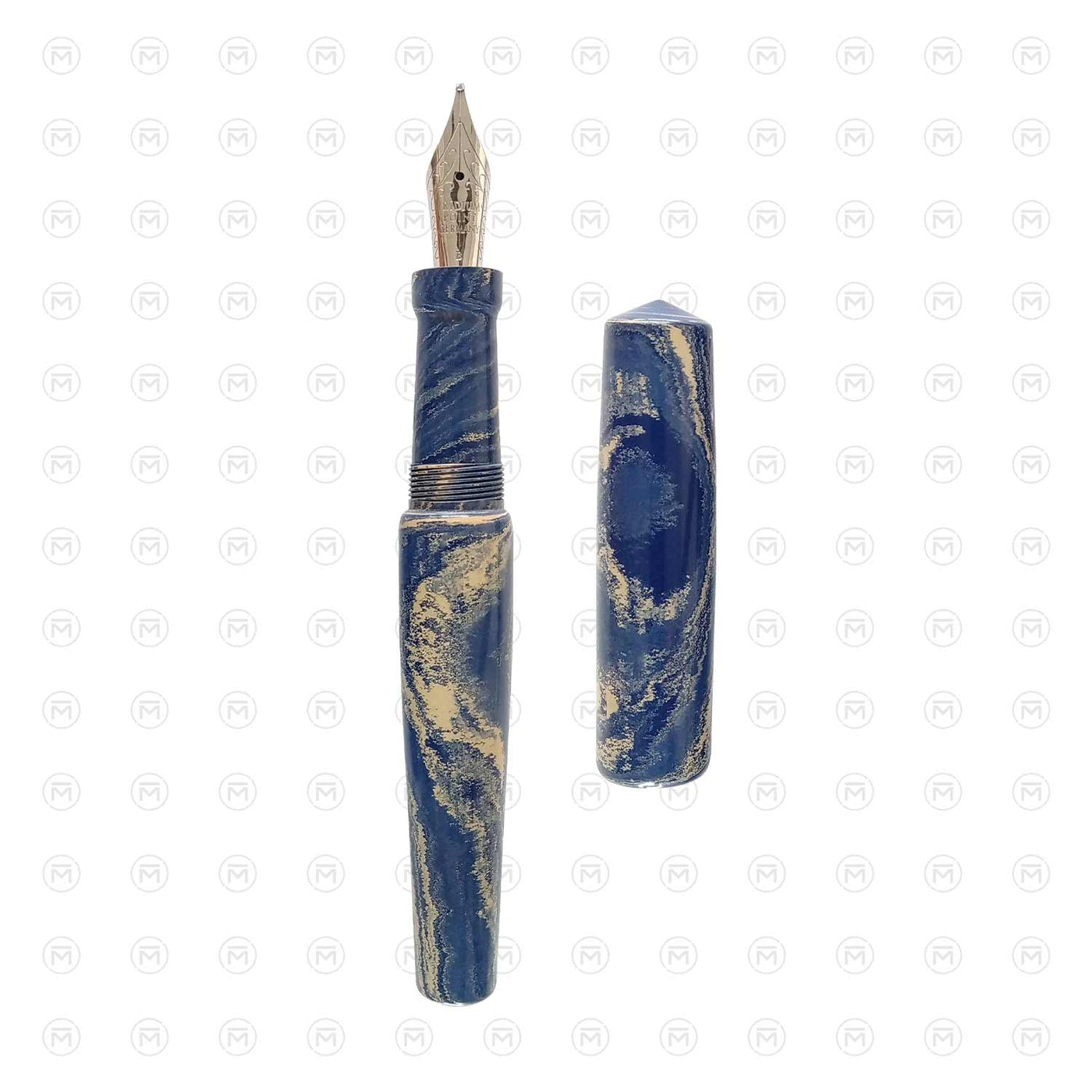 Ranga Abhimanyu Premium Ebonite Fountain Pen Blue White 4