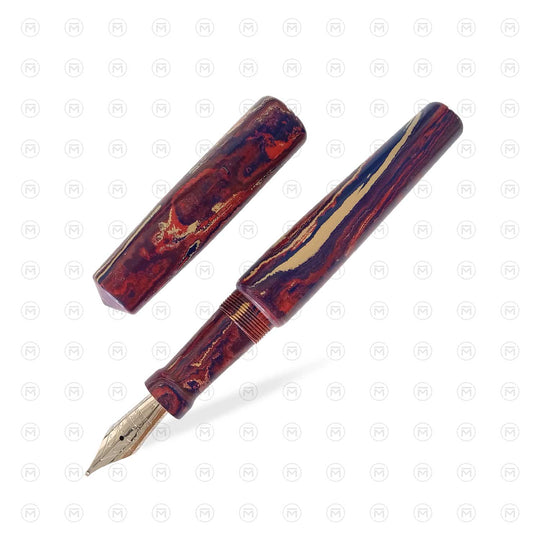 Ranga Abhimanyu Premium Ebonite Fountain Pen, Blue Pink Pale Yellow - Steel Nib