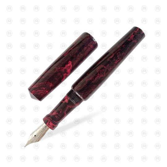 Ranga Abhimanyu Premium Ebonite Fountain Pen, Red Black - Steel Nib