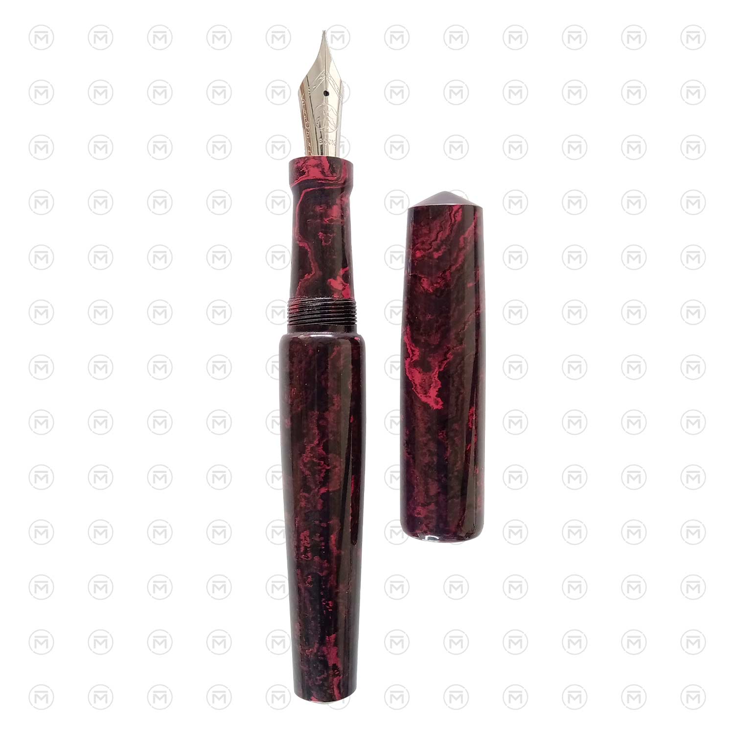 Ranga Abhimanyu Premium Ebonite Fountain Pen, Red Black - Steel Nib ...
