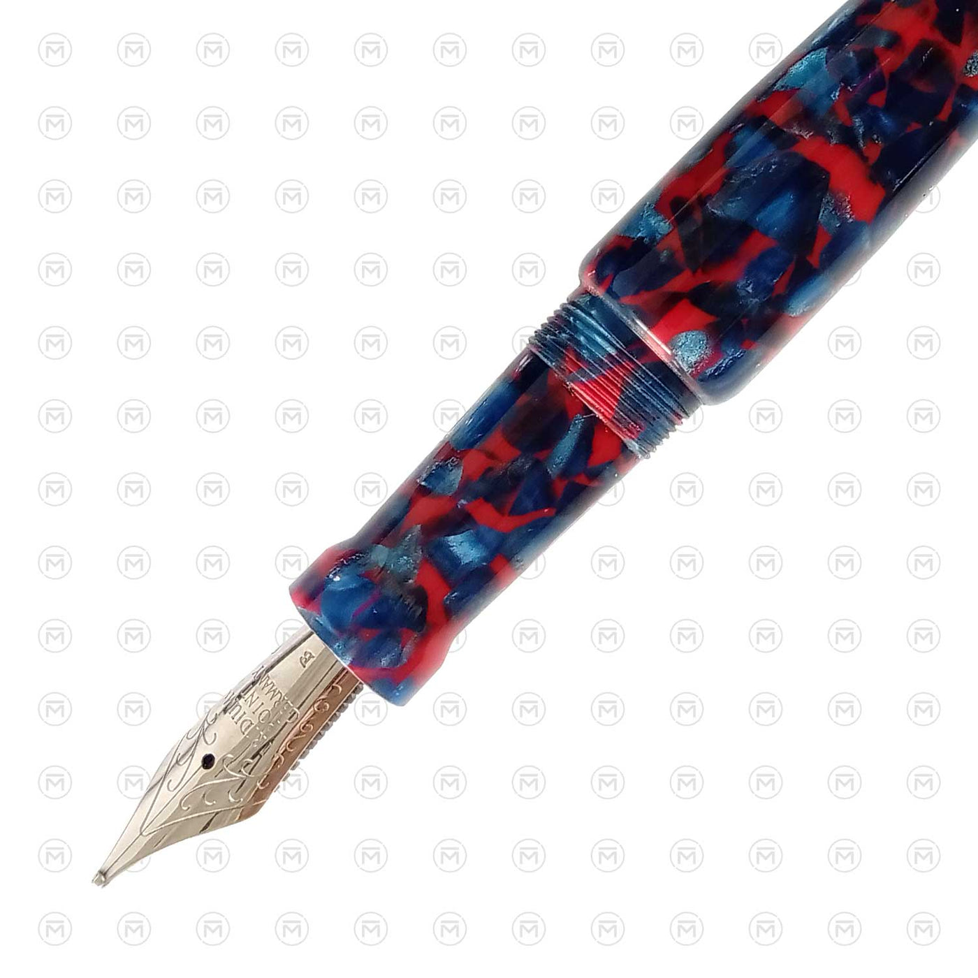 Ranga Abhimanyu Premium Acrylic Fountain Pen Blue Red Cracked Ice 2
