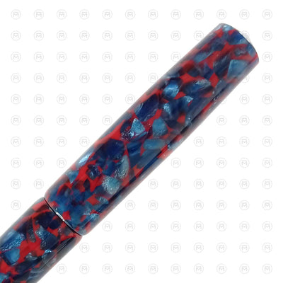 Ranga Abhimanyu Premium Acrylic Fountain Pen Blue Red Cracked Ice 5