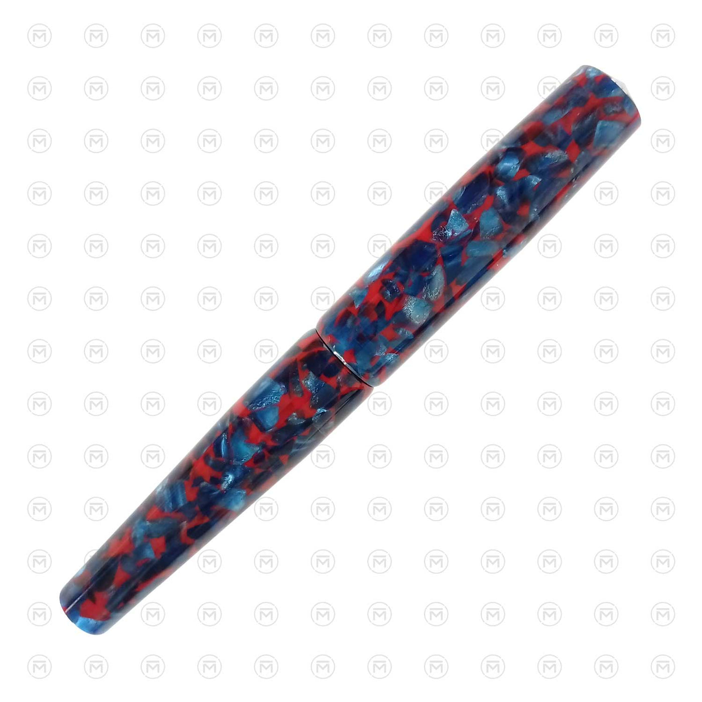 Ranga Abhimanyu Premium Acrylic Fountain Pen Blue Red Cracked Ice 4