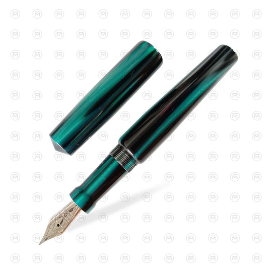 Ranga Abhimanyu Premium Acrylic Fountain Pen, Green Stripes - Steel Nib