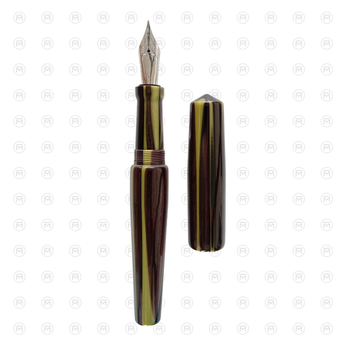 Ranga Abhimanyu Premium Acrylic Fountain Pen Olive Black Stripes 3