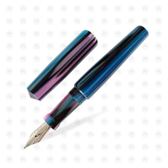 Ranga Abhimanyu Premium Acrylic Fountain Pen, Blue Pink Stripes - Steel Nib