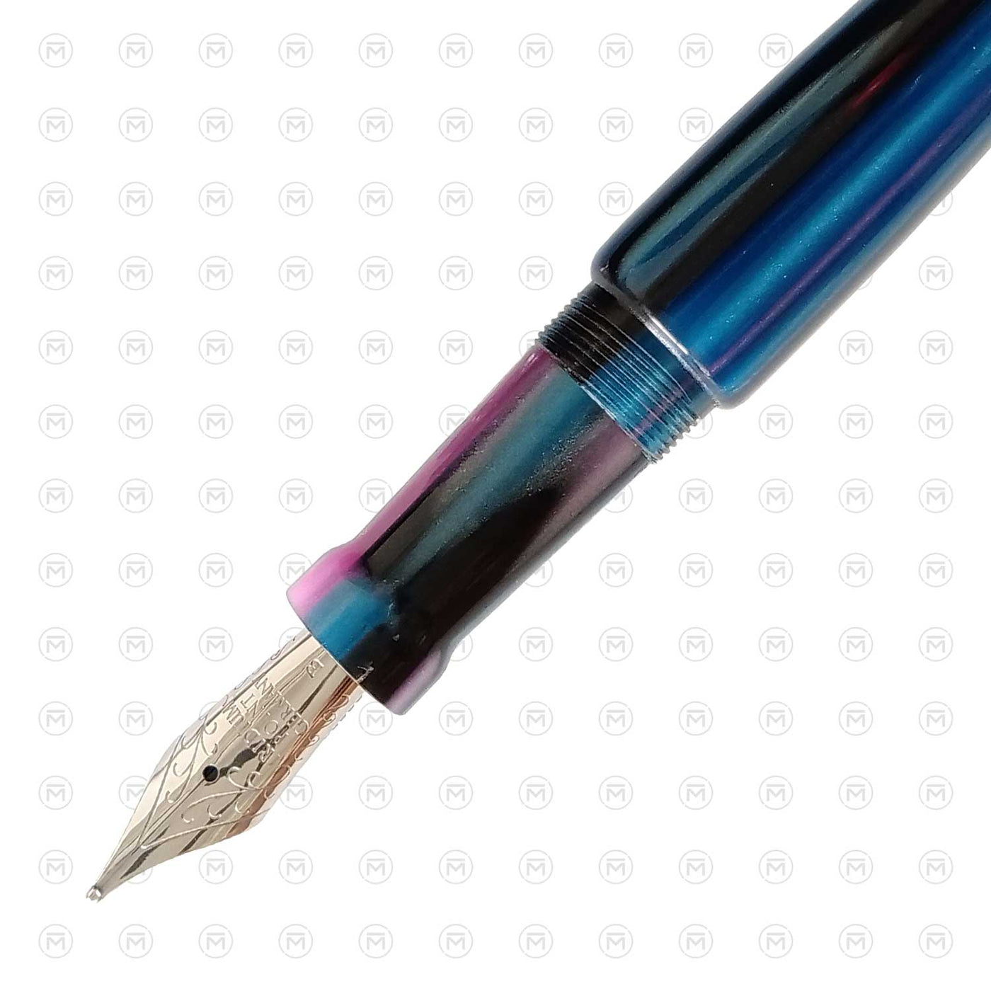 Ranga Abhimanyu Premium Acrylic Fountain Pen Blue Pink Stripes 2
