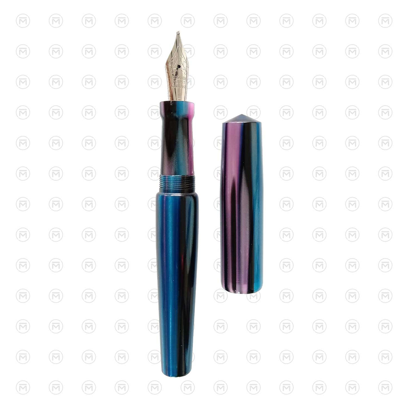Ranga Abhimanyu Premium Acrylic Fountain Pen Blue Pink Stripes 4