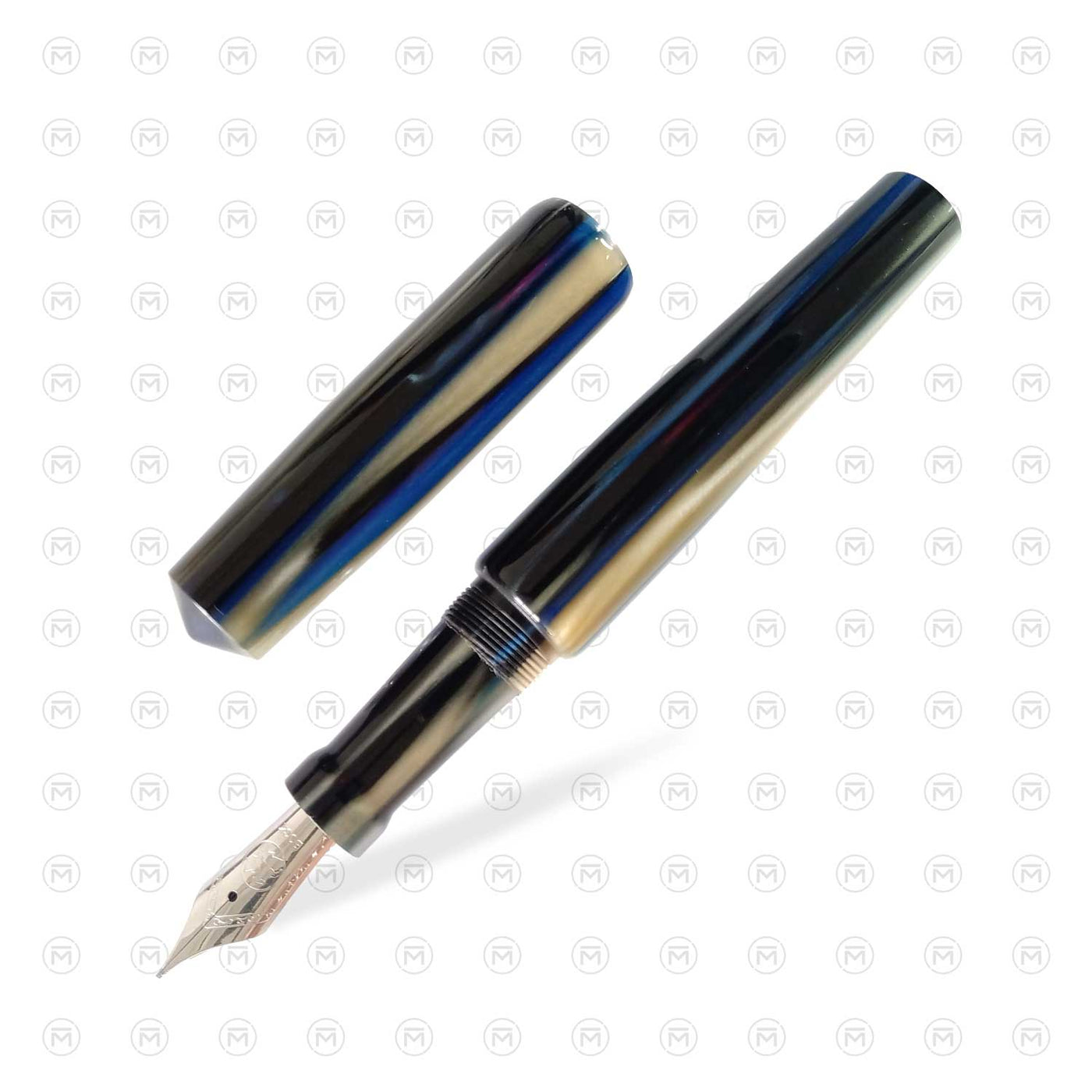 Ranga Abhimanyu Premium Acrylic Fountain Pen Blue Stripes 1