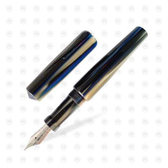 Ranga Abhimanyu Premium Acrylic Fountain Pen, Blue Stripes - Steel Nib