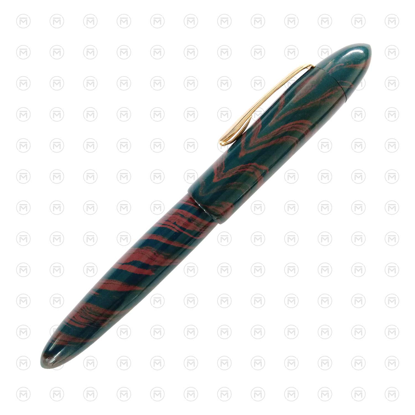 Ranga Pens Splendour Torpedo Regular Ebonite Fountain Pen Blue Burgundy Steel Nib 4