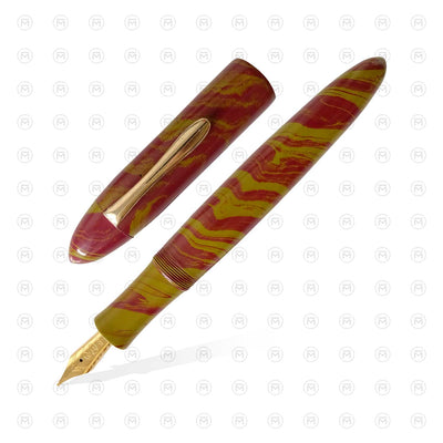 Ranga Pens Splendour Torpedo Regular Ebonite Fountain Pen Yellow Pink Steel Nib 1