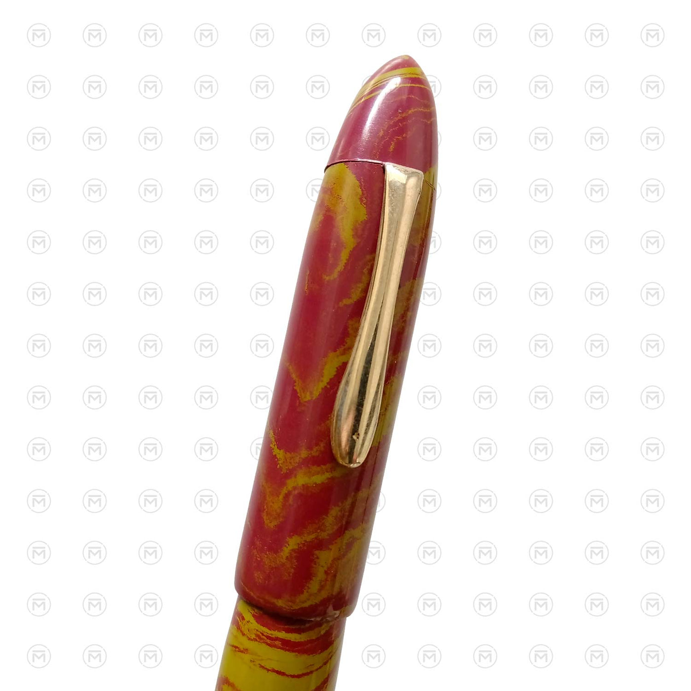 Ranga Pens Splendour Torpedo Regular Ebonite Fountain Pen Yellow Pink Steel Nib 3
