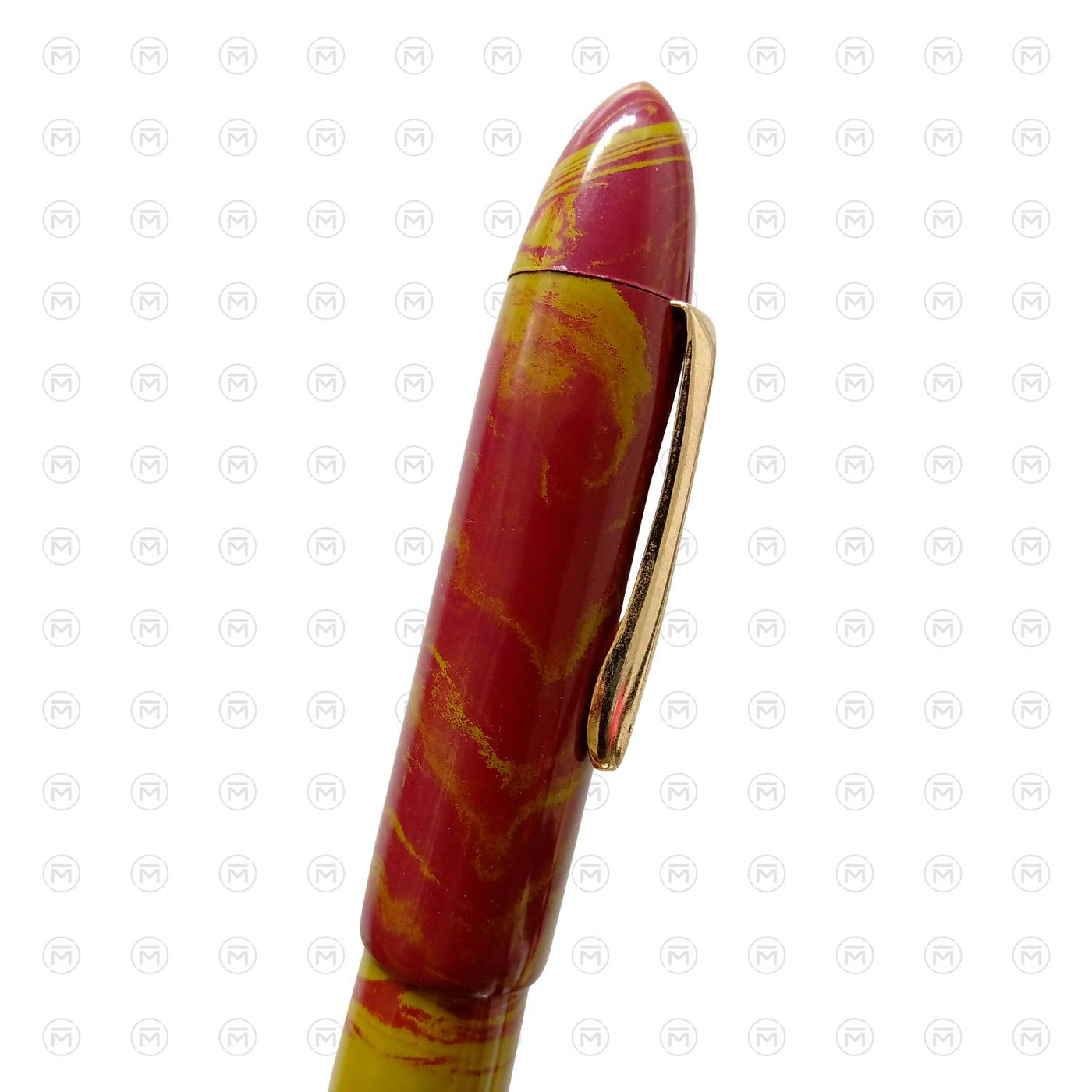 Ranga Pens Splendour Torpedo Regular Ebonite Fountain Pen Yellow Pink Steel Nib 4